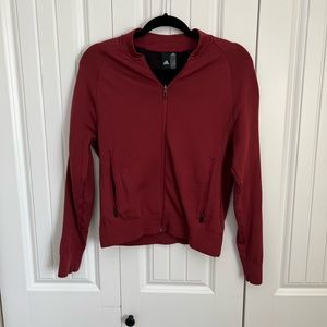 Adidas burgundy bomber style sport zip up